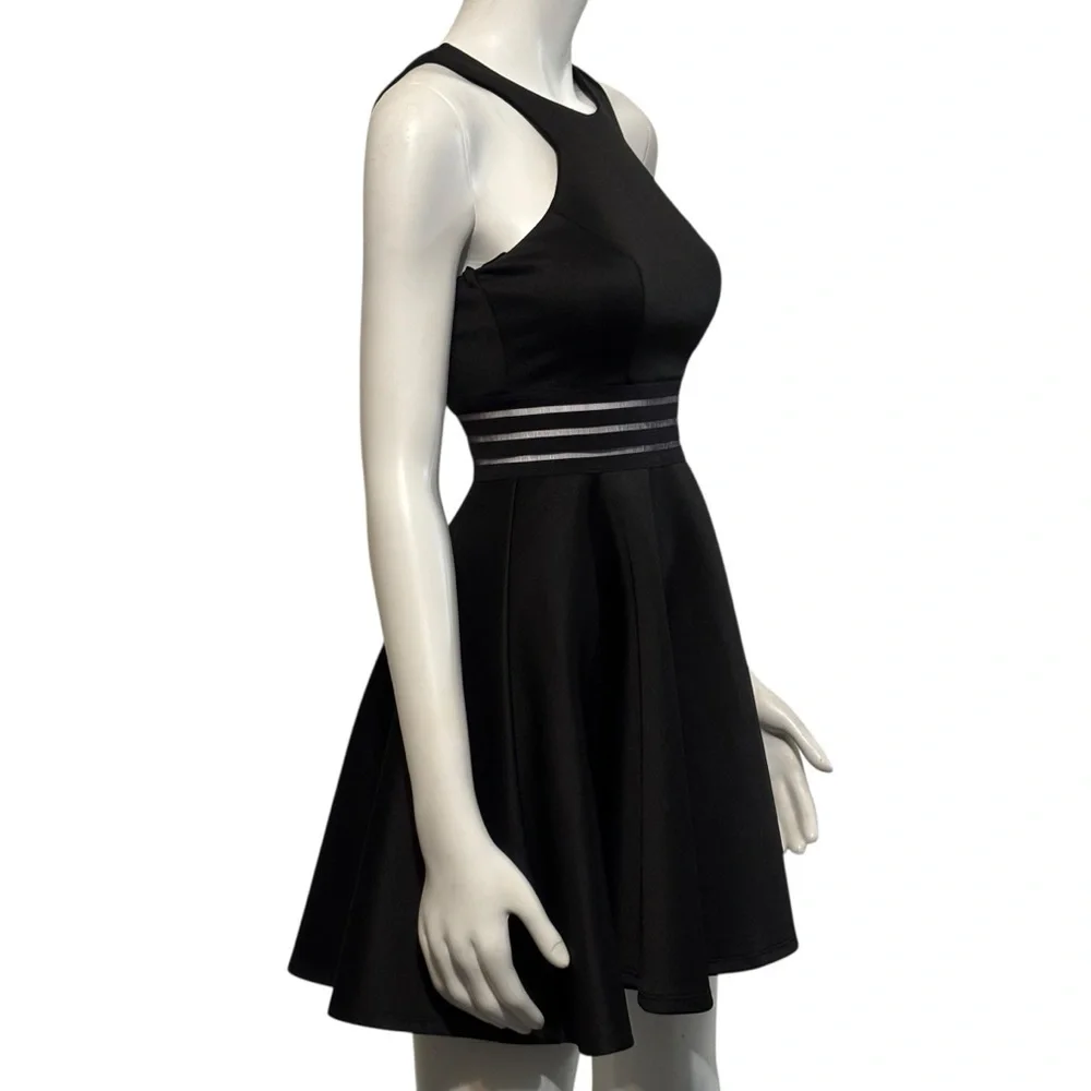 City Studio Halter Dress Black Padded A-Line Strappy Back Stretch Size 3 - Picture 7 of 9